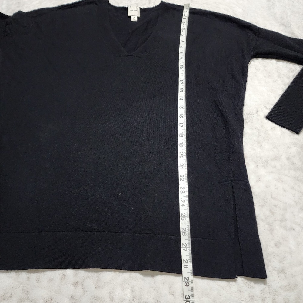 Maeve By Anthropologie V-Neck Pullover Sweater Black Side Slits  Size M - Picture 10 of 12